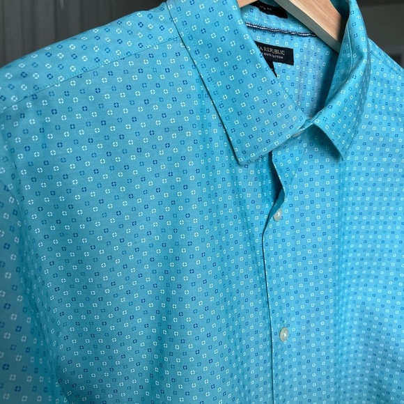 Banana Republic Men’s Teal Longsleeve Patterned Button Up Size L - Picture 6 of 12